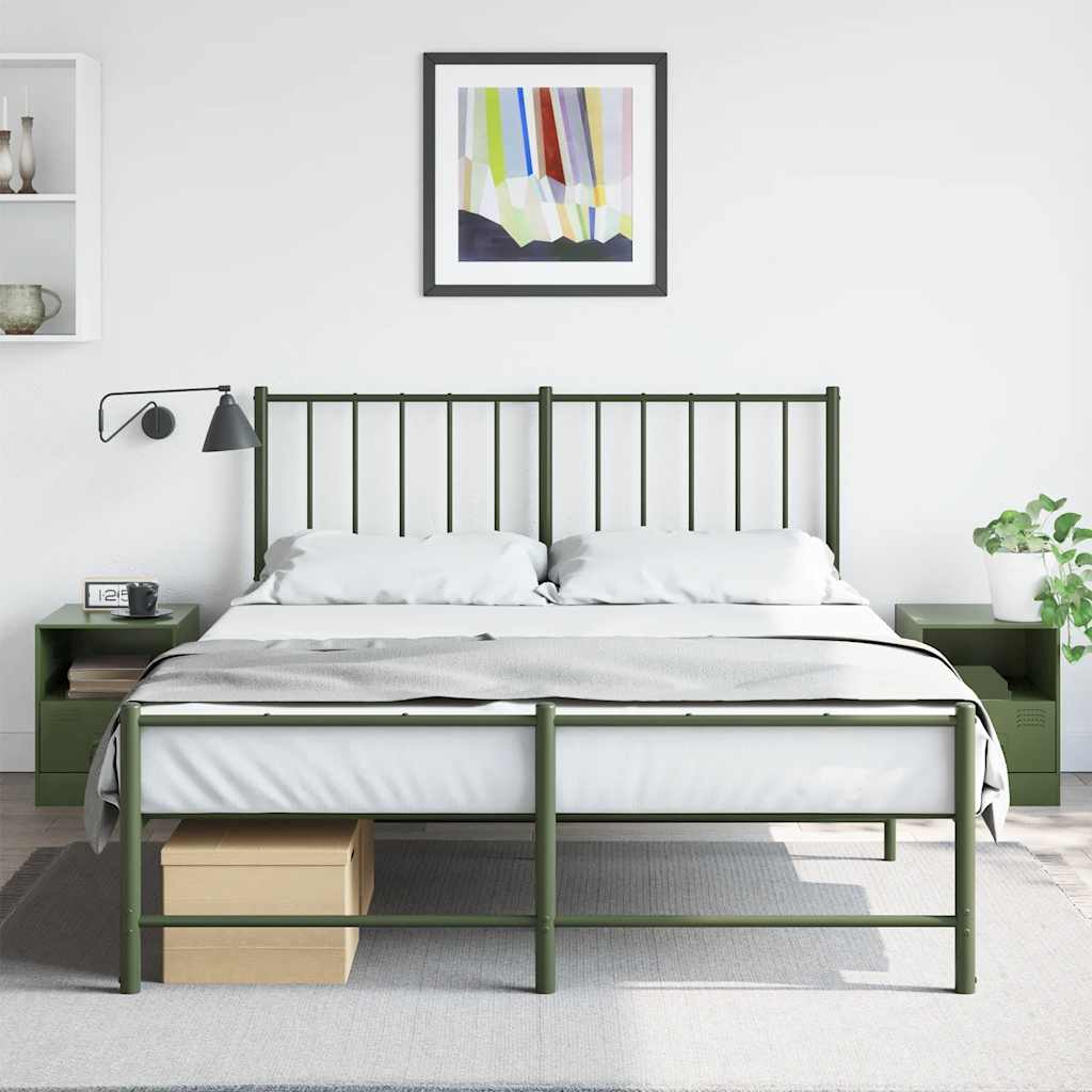 Olive Green Steel Bedside Cabinets 2 Pcs - Stylish & Durable Storage