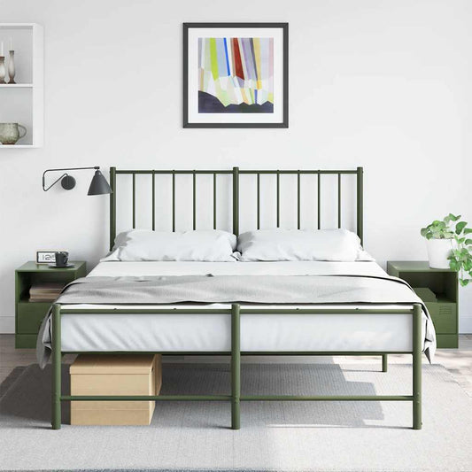 Olive Green Steel Bedside Cabinets 2 Pcs - Stylish & Durable Storage