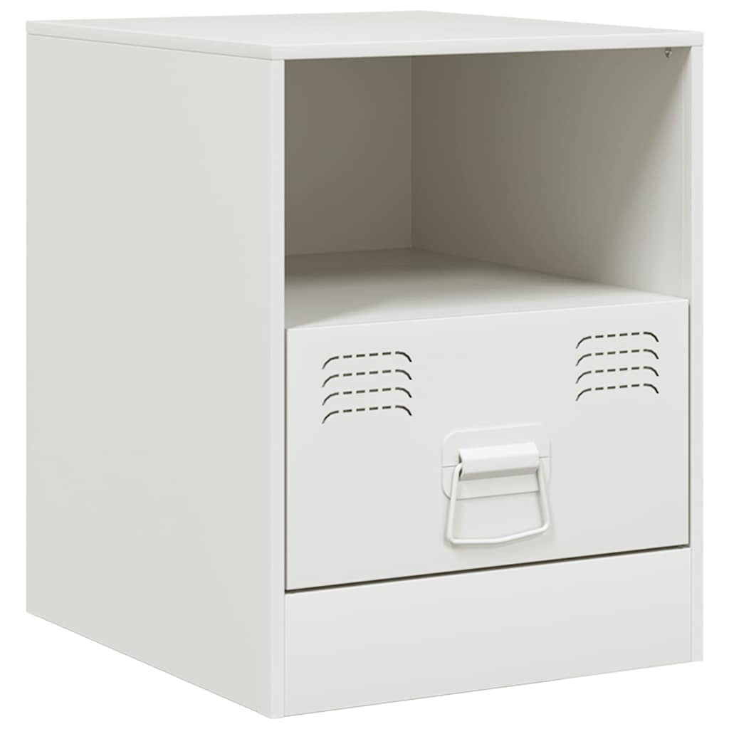 White Steel Bedside Cabinet - Compact 34.5x39x44 cm Design