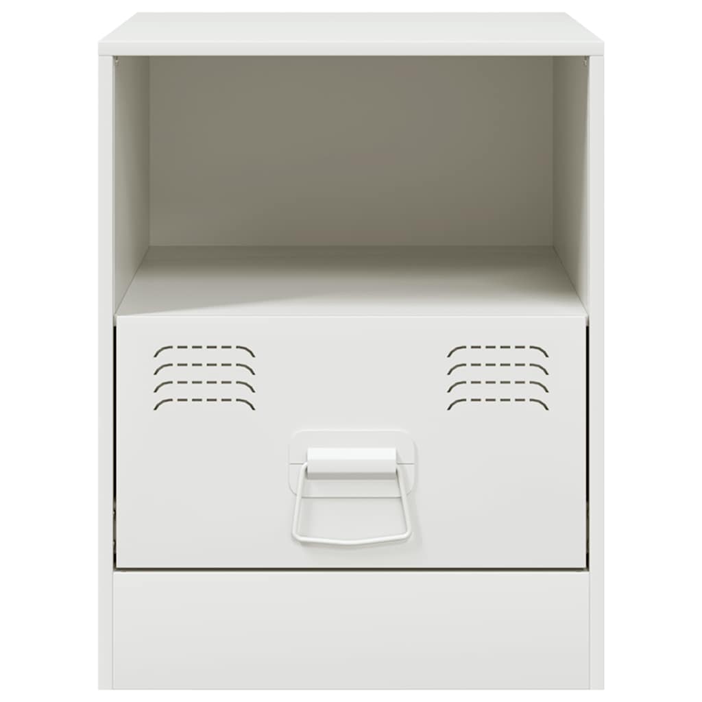 White Steel Bedside Cabinet - Compact 34.5x39x44 cm Design