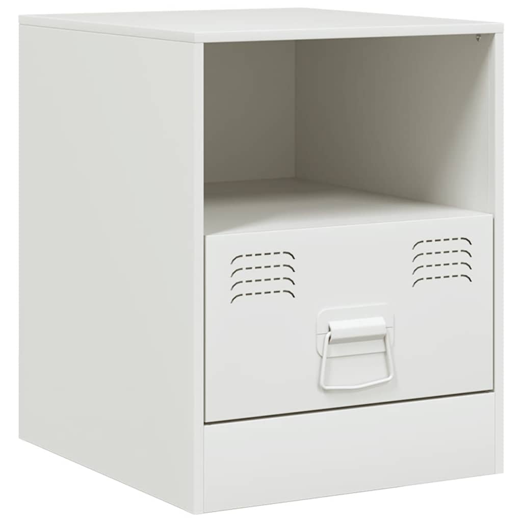 White Steel Bedside Cabinet - Compact 34.5x39x44 cm Design
