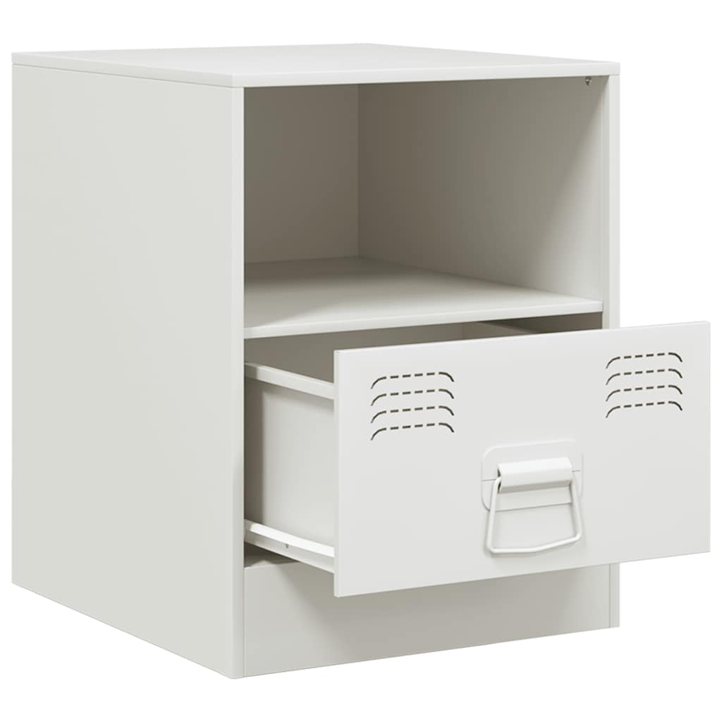 White Steel Bedside Cabinet - Compact 34.5x39x44 cm Design