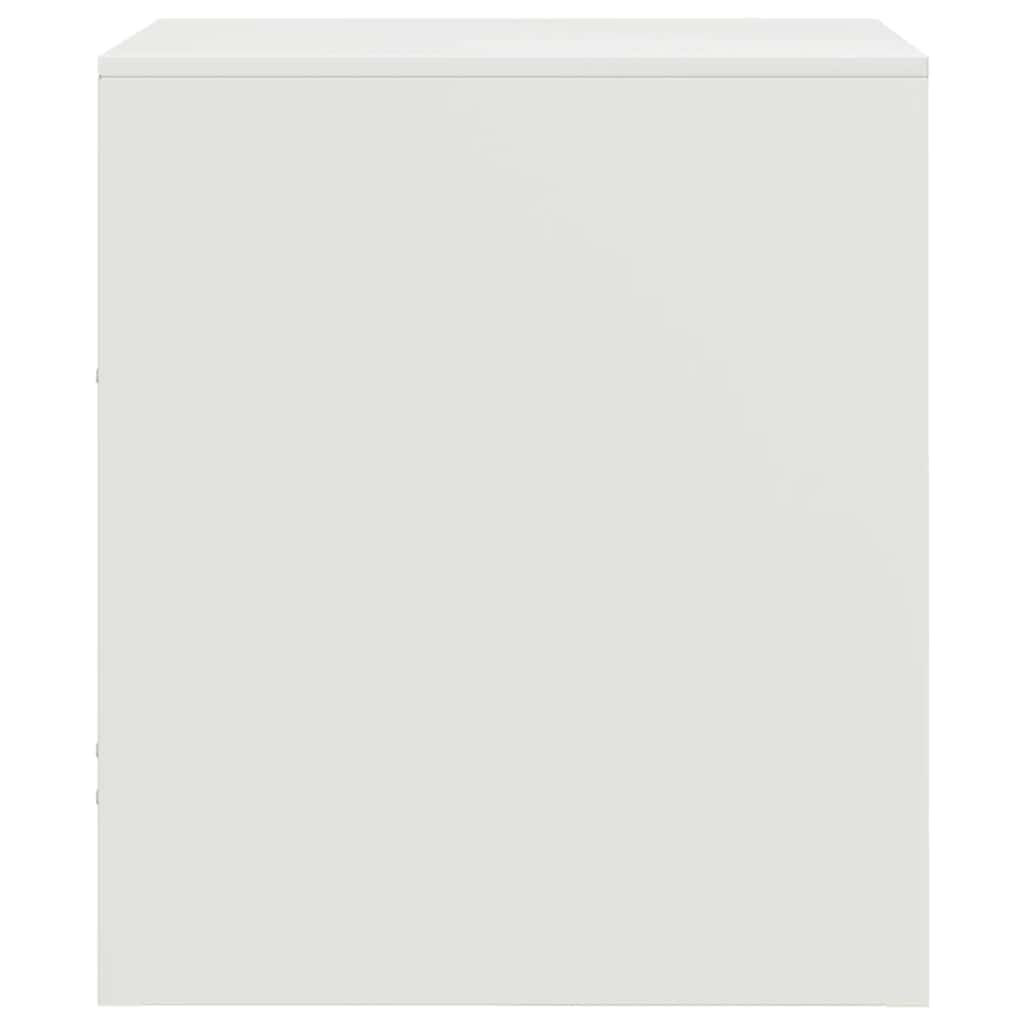 White Steel Bedside Cabinet - Compact 34.5x39x44 cm Design