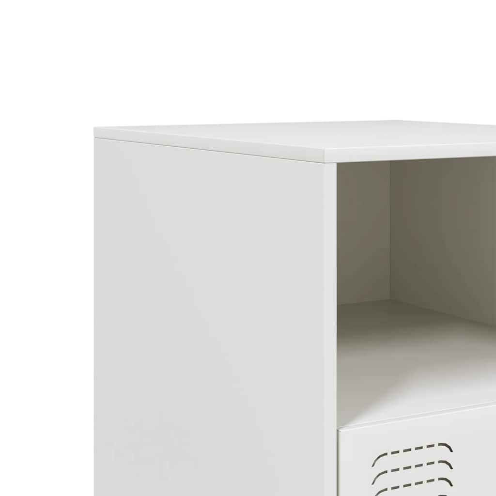 White Steel Bedside Cabinet - Compact 34.5x39x44 cm Design