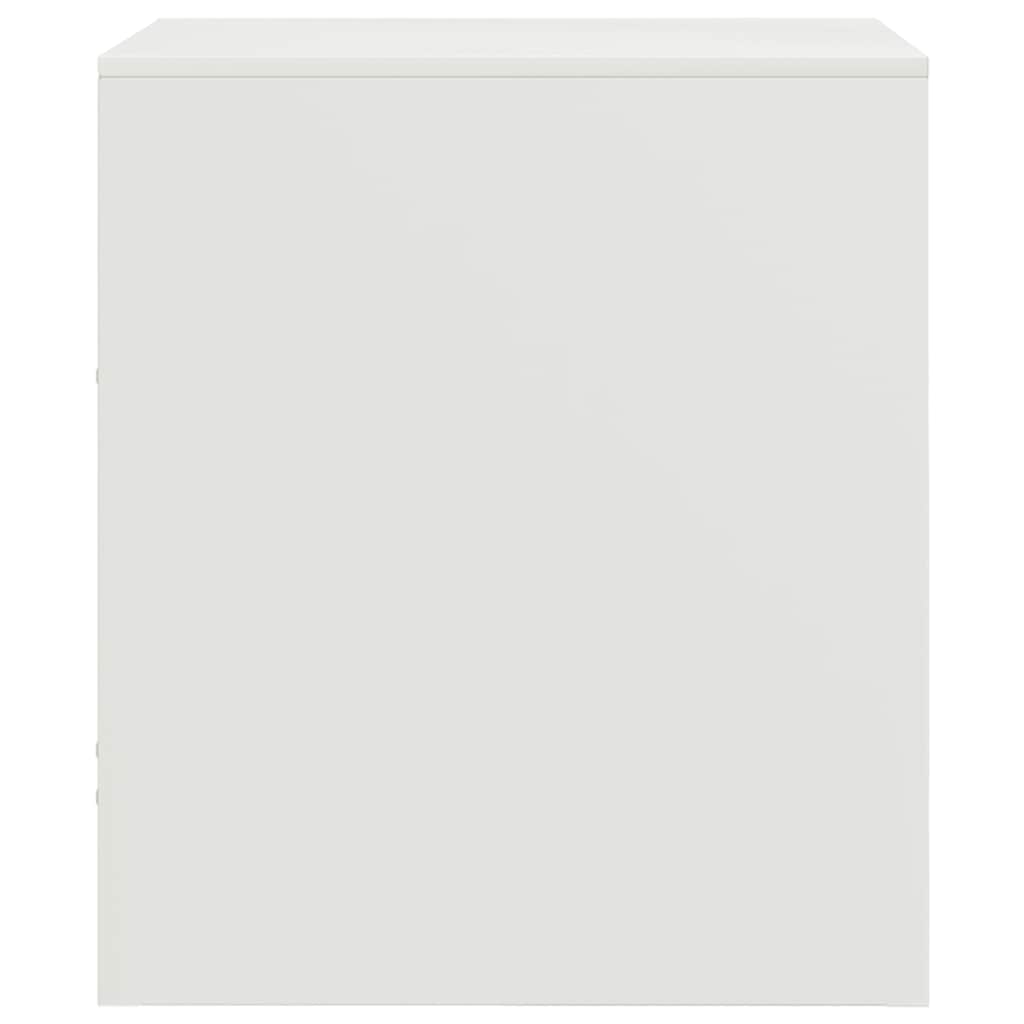 White Steel Bedside Cabinets Set of 2 – Compact 34.5x39x44 cm