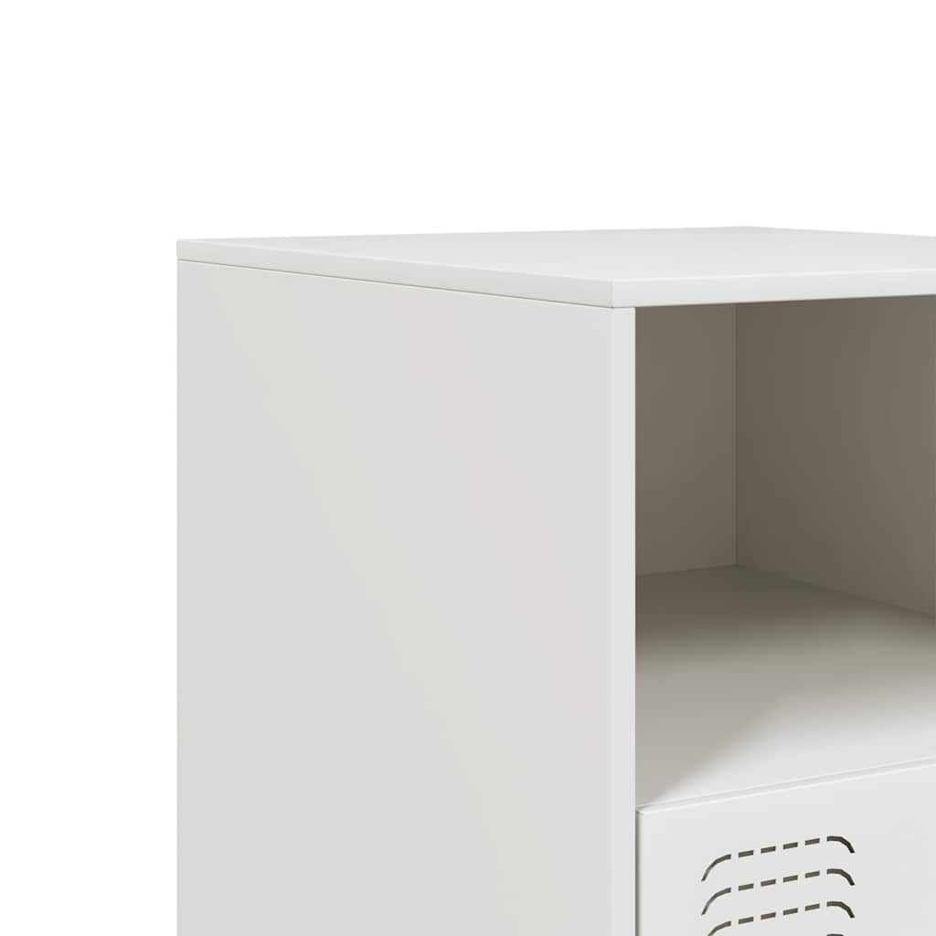 White Steel Bedside Cabinets Set of 2 – Compact 34.5x39x44 cm