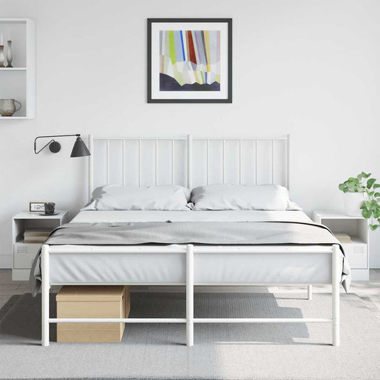 White Steel Bedside Cabinets Set of 2 – Compact 34.5x39x44 cm