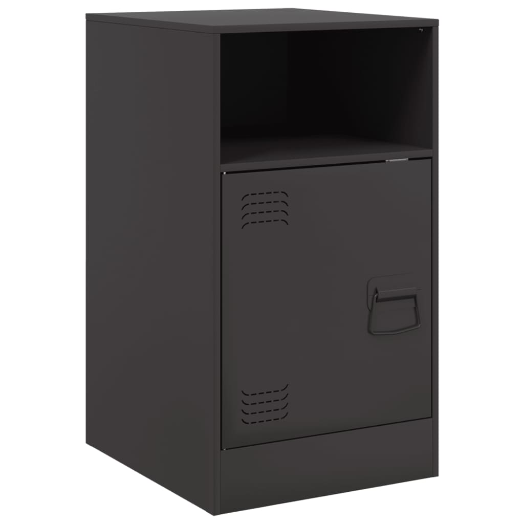 Sleek Black Steel Bedside Cabinet - 34.5x39x62 cm