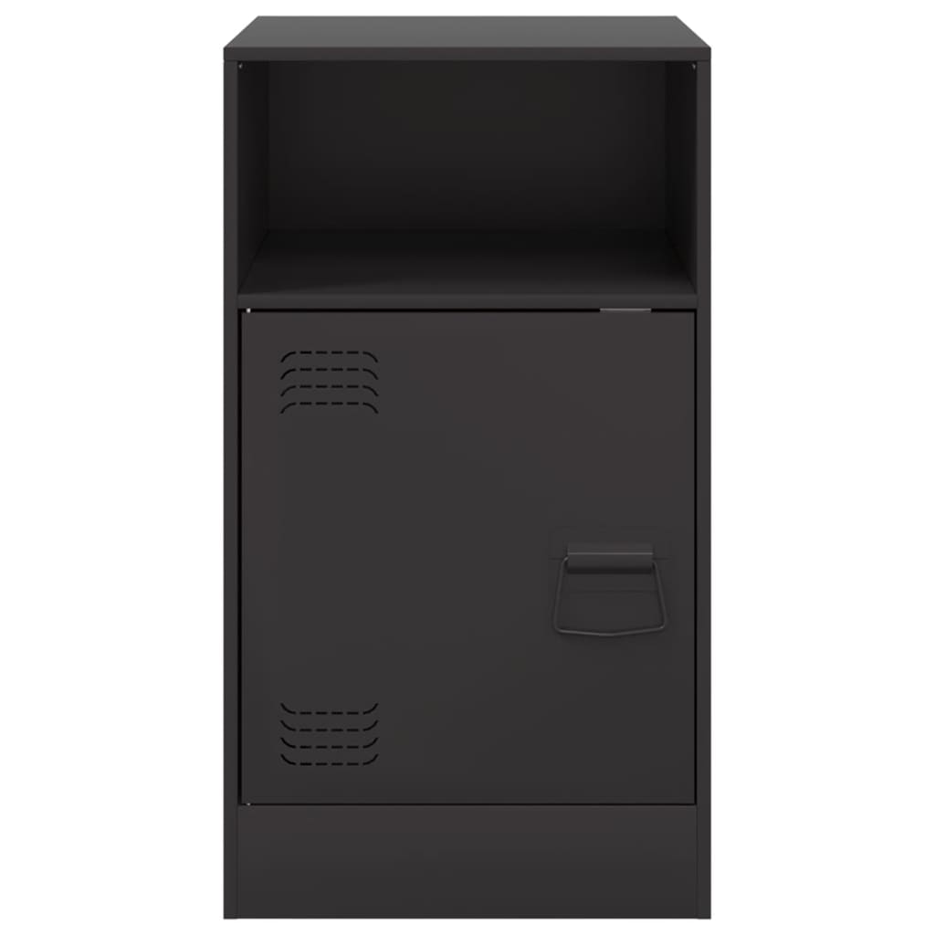 Sleek Black Steel Bedside Cabinet - 34.5x39x62 cm