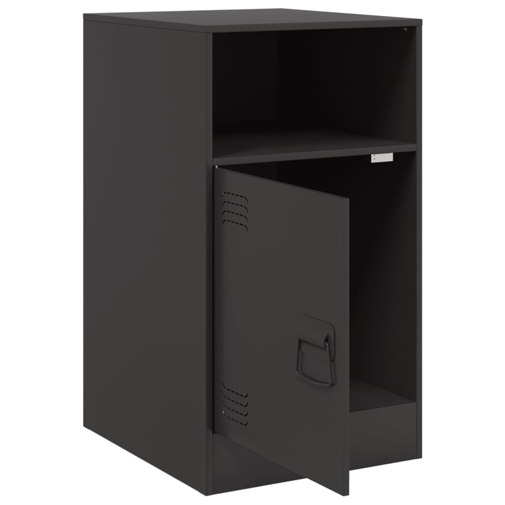 Sleek Black Steel Bedside Cabinet - 34.5x39x62 cm