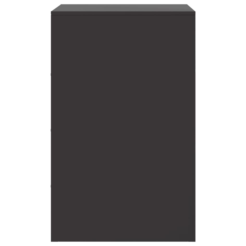 Sleek Black Steel Bedside Cabinet - 34.5x39x62 cm