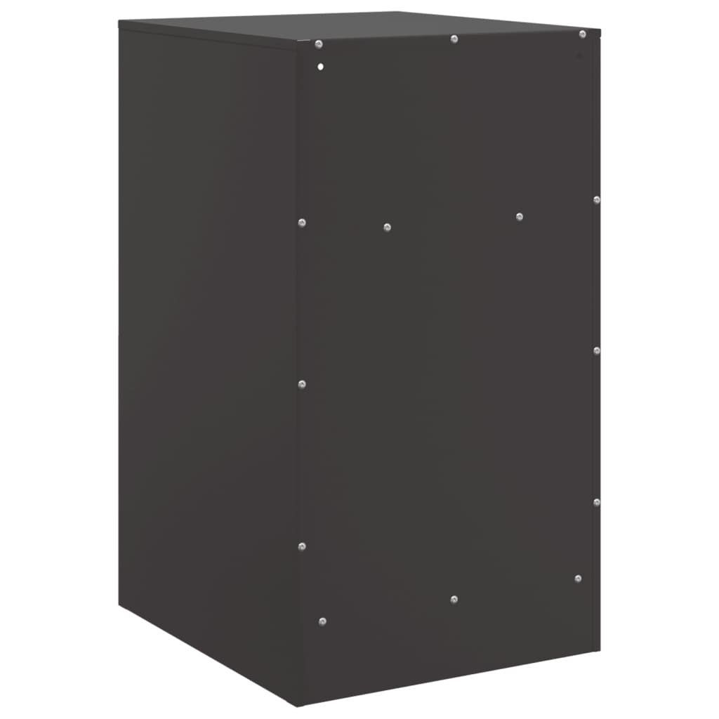 Sleek Black Steel Bedside Cabinet - 34.5x39x62 cm