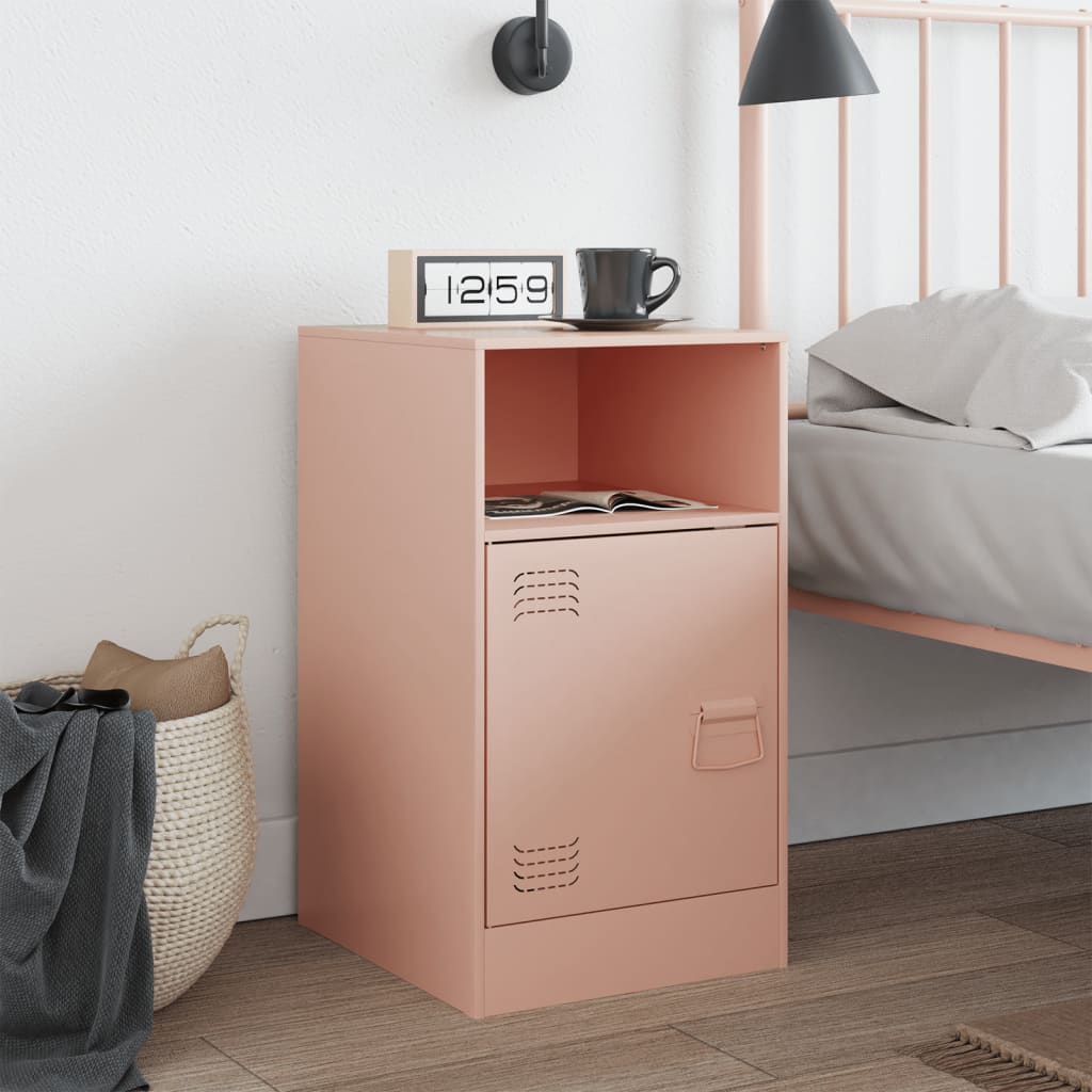 Stylish Pink Steel Bedside Cabinet - 34.5x39x62 cm Perfect for Bedrooms