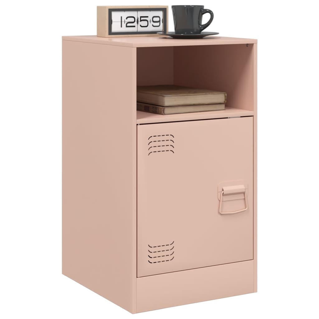 Stylish Pink Steel Bedside Cabinet - 34.5x39x62 cm Perfect for Bedrooms
