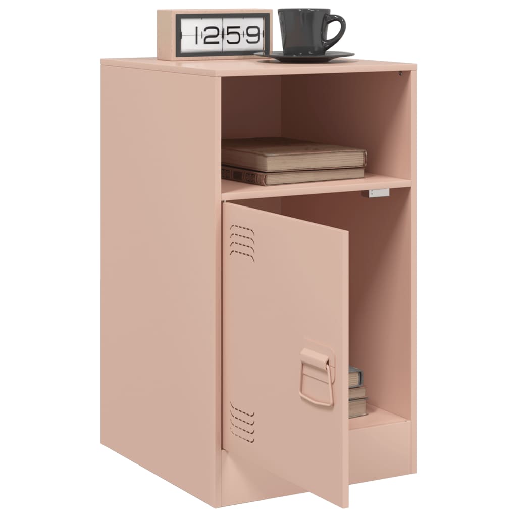Stylish Pink Steel Bedside Cabinet - 34.5x39x62 cm Perfect for Bedrooms