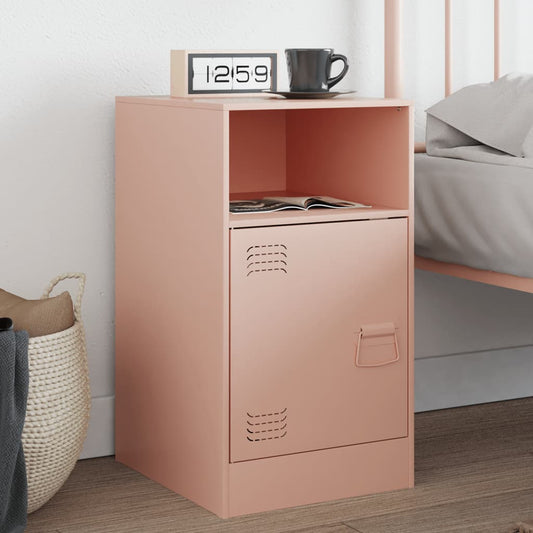 Stylish Pink Steel Bedside Cabinet - 34.5x39x62 cm Perfect for Bedrooms