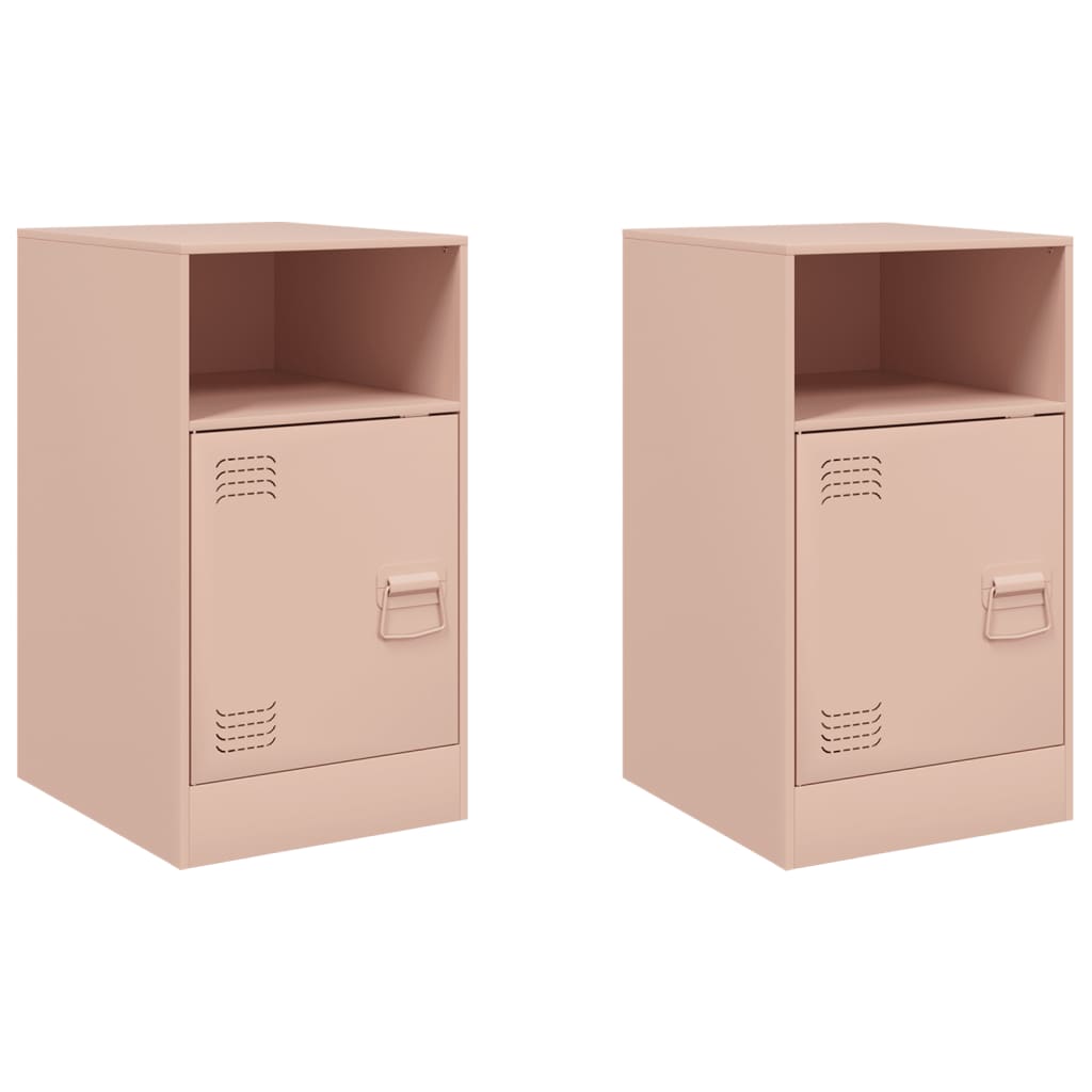 Pink Steel Bedside Cabinets Set of 2 - 34.5x39x62 cm