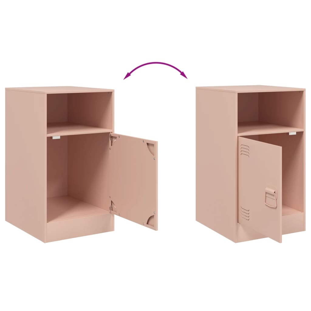 Pink Steel Bedside Cabinets Set of 2 - 34.5x39x62 cm