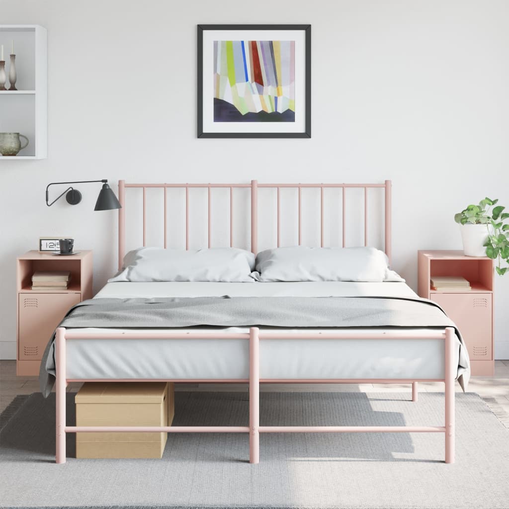 Pink Steel Bedside Cabinets Set of 2 - 34.5x39x62 cm