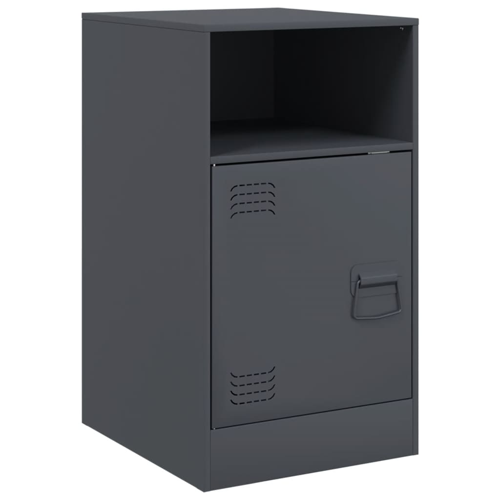 Compact Anthracite Steel Bedside Cabinet 34.5x39x62 cm