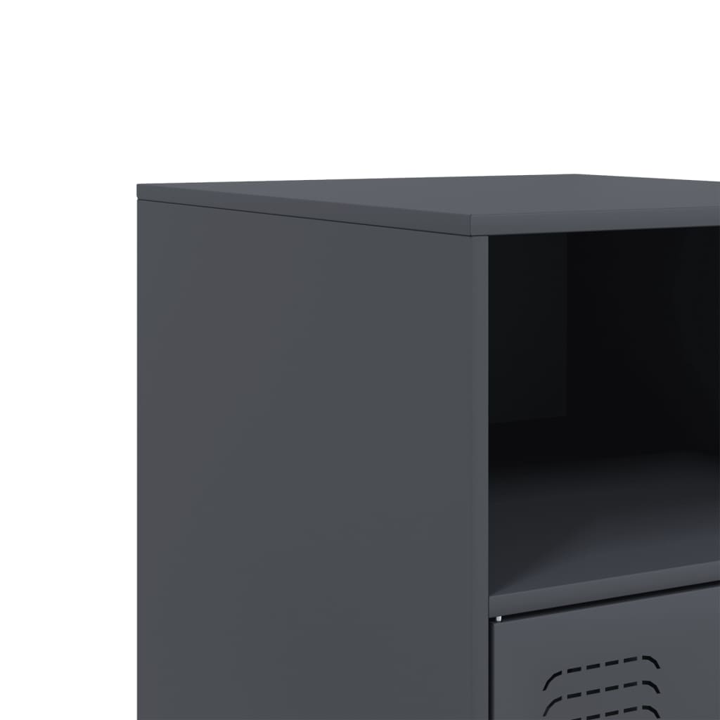 Compact Anthracite Steel Bedside Cabinet 34.5x39x62 cm
