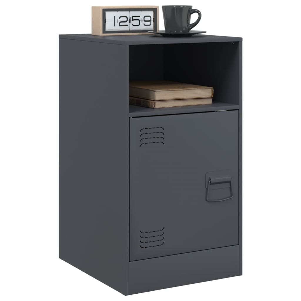 Anthracite Steel Bedside Cabinets 2pcs - 34.5x39x62 cm Durable Design