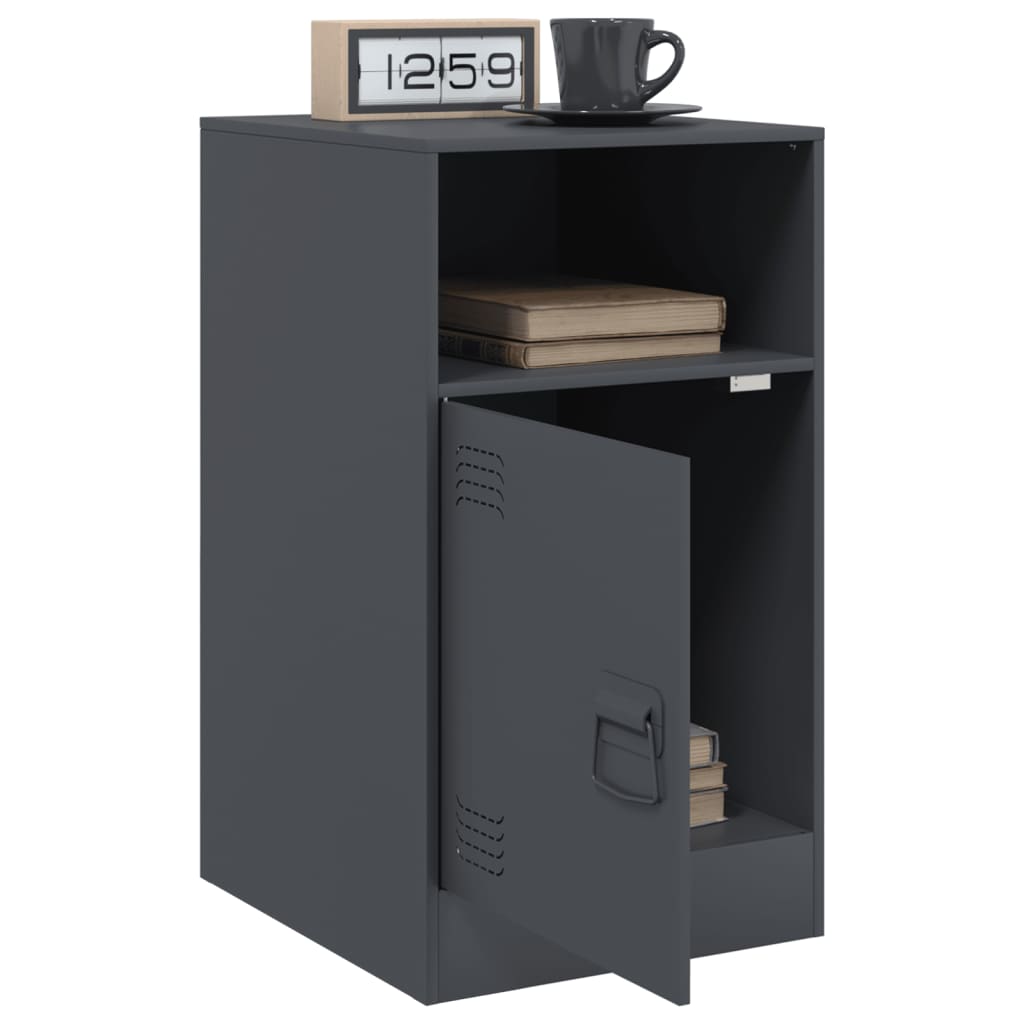 Anthracite Steel Bedside Cabinets 2pcs - 34.5x39x62 cm Durable Design