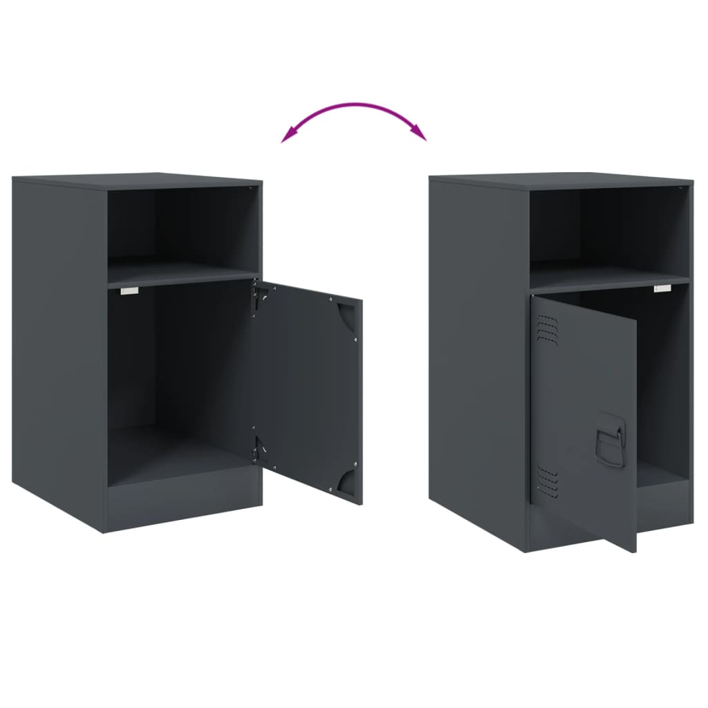 Anthracite Steel Bedside Cabinets 2pcs - 34.5x39x62 cm Durable Design