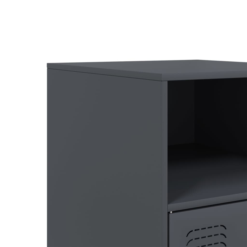 Anthracite Steel Bedside Cabinets 2pcs - 34.5x39x62 cm Durable Design