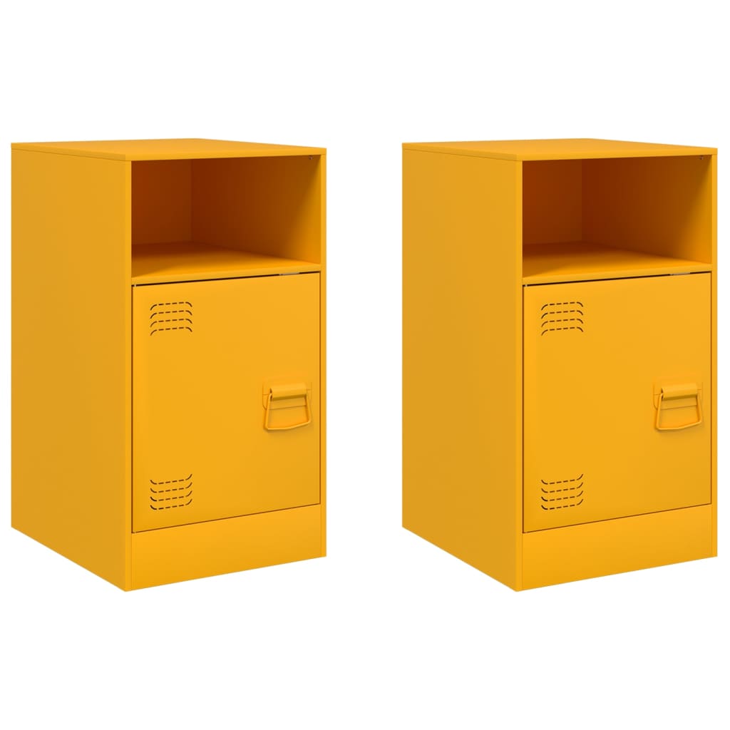 Mustard Yellow Steel Bedside Cabinets 2 Pcs - 34.5x39x62 cm