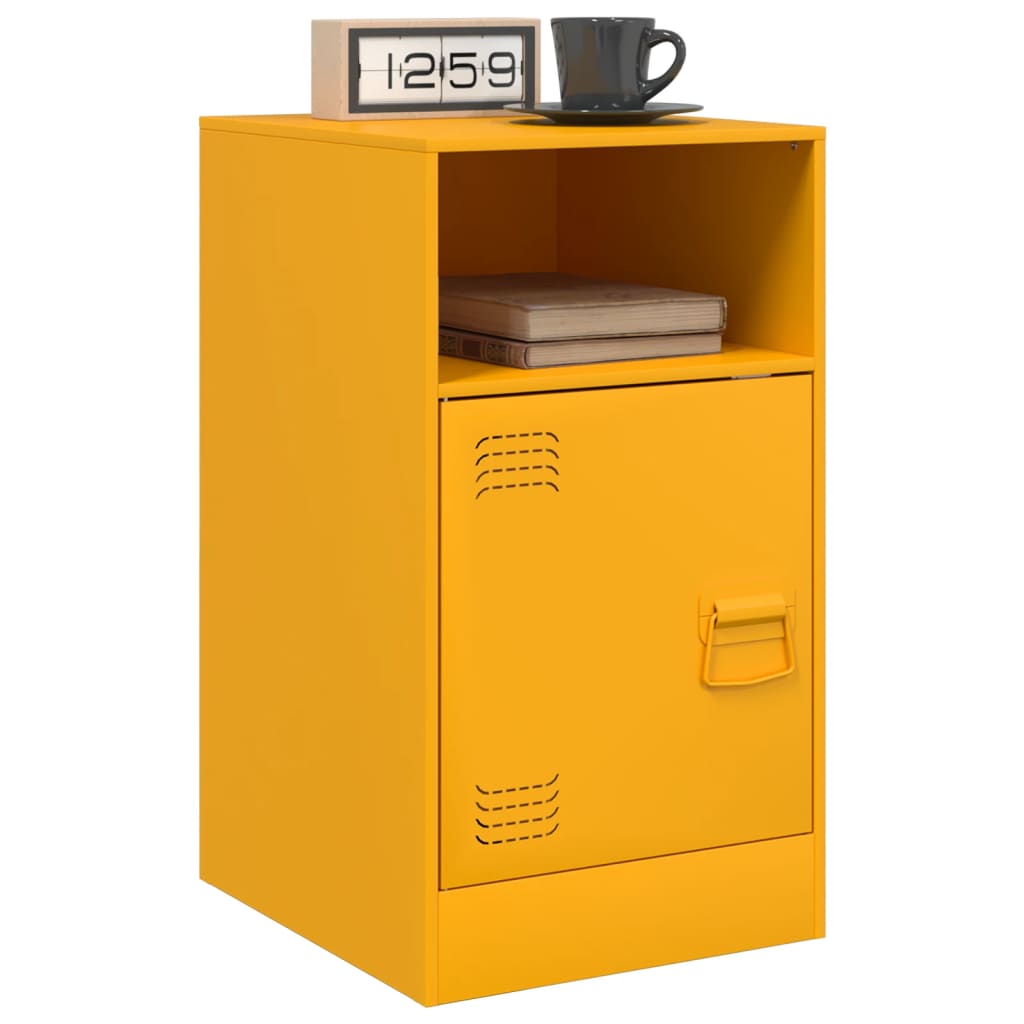 Mustard Yellow Steel Bedside Cabinets 2 Pcs - 34.5x39x62 cm