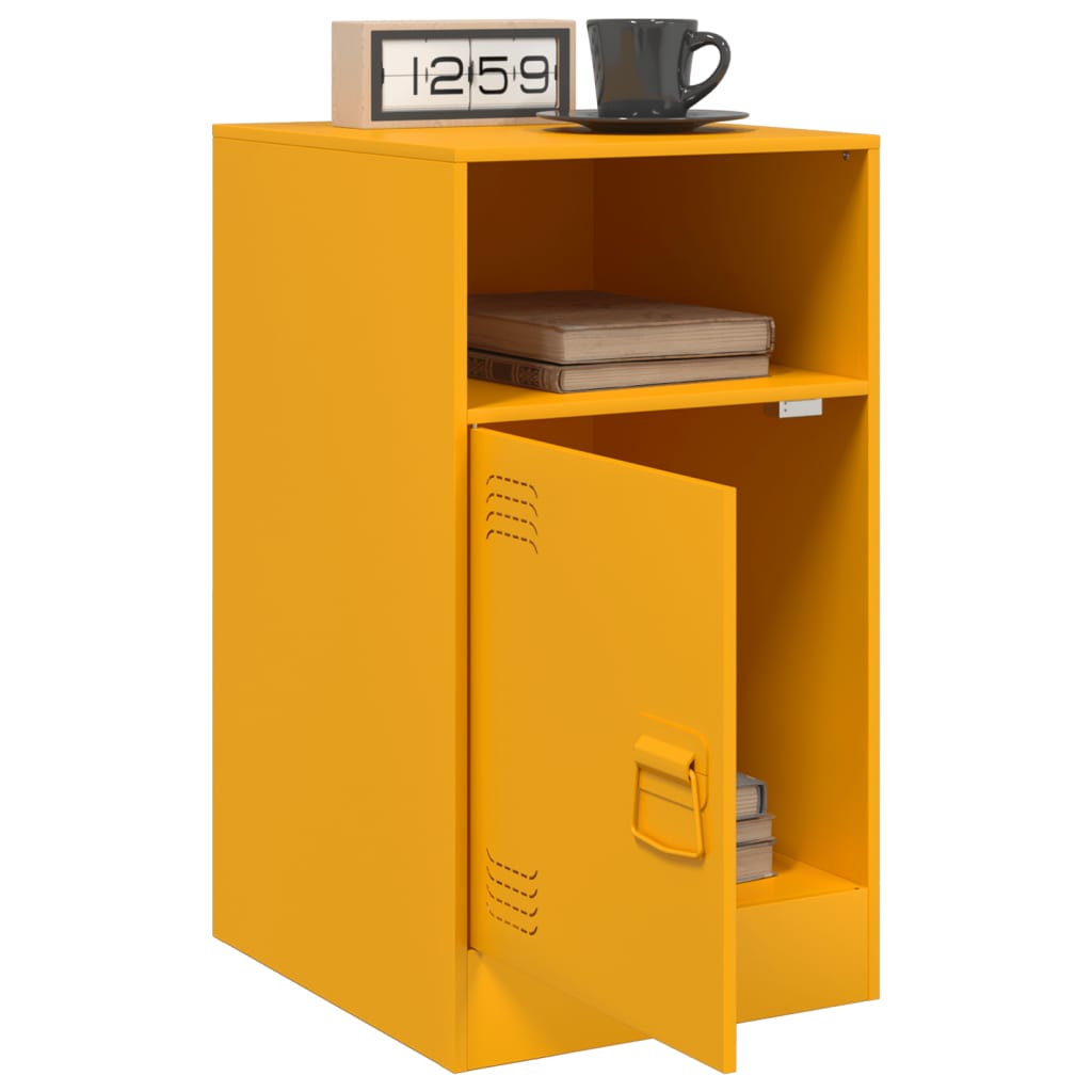 Mustard Yellow Steel Bedside Cabinets 2 Pcs - 34.5x39x62 cm