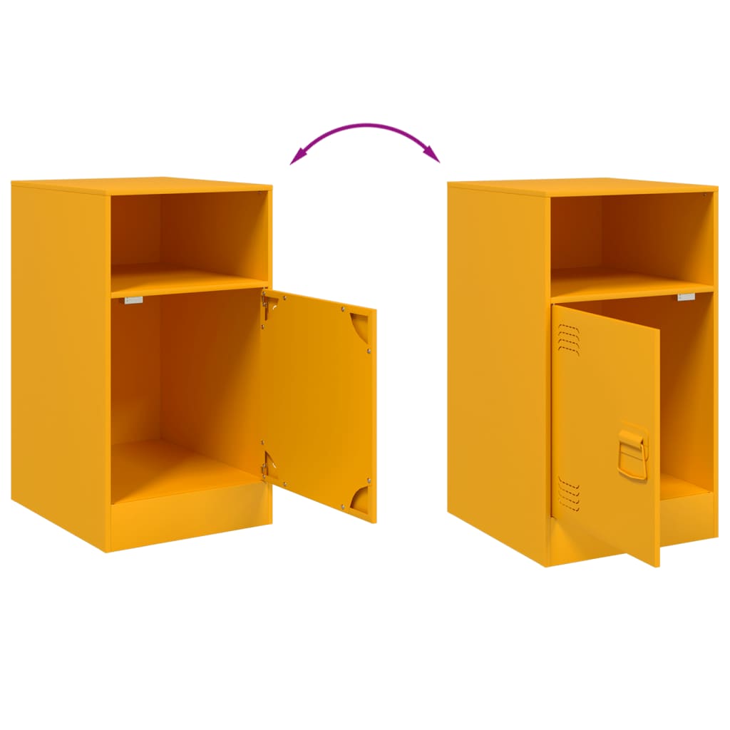 Mustard Yellow Steel Bedside Cabinets 2 Pcs - 34.5x39x62 cm
