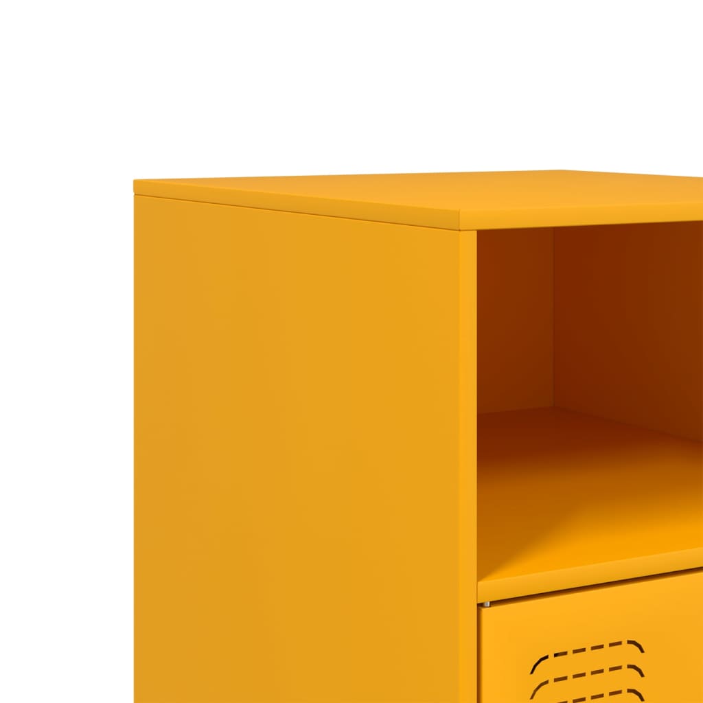 Mustard Yellow Steel Bedside Cabinets 2 Pcs - 34.5x39x62 cm