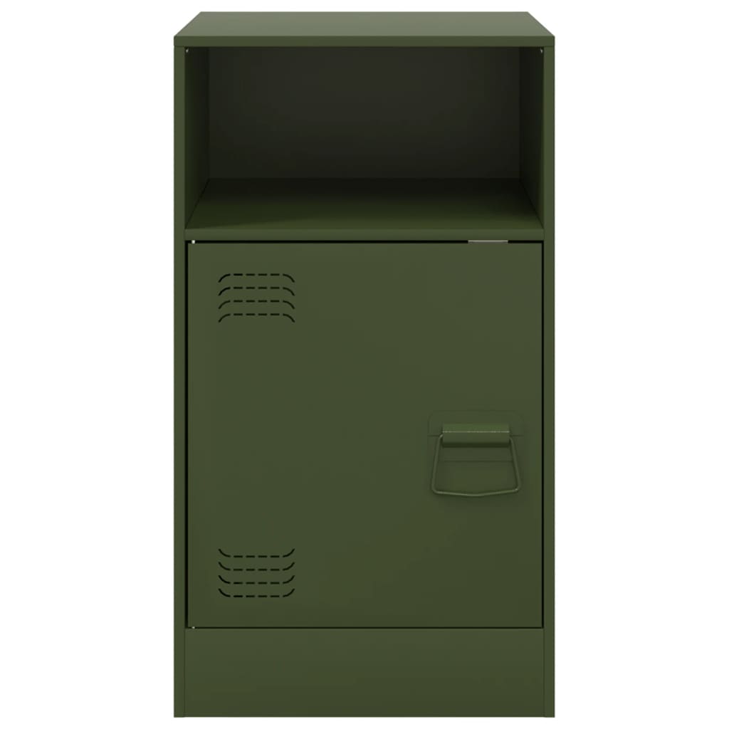 Olive Green Steel Bedside Cabinets - Set of 2 (34.5x39x62 cm)