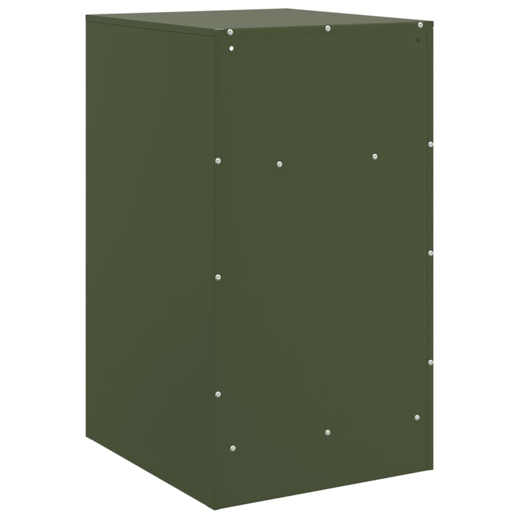 Olive Green Steel Bedside Cabinets - Set of 2 (34.5x39x62 cm)