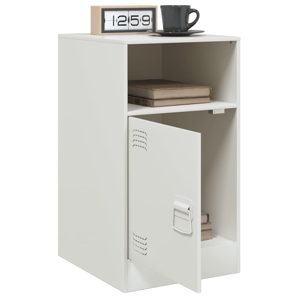 White Steel Bedside Cabinets - Set of 2, 34.5x39x62 cm
