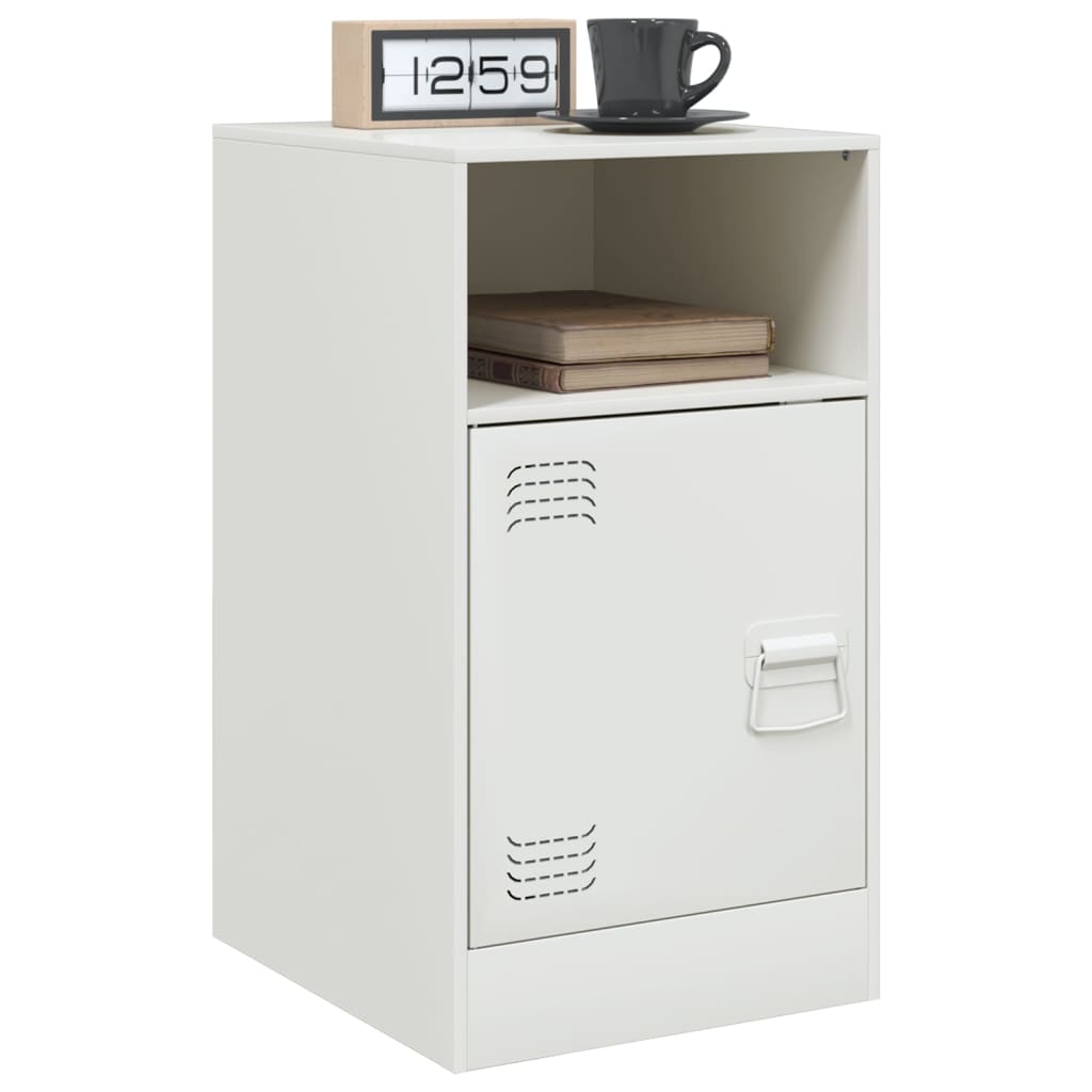 White Steel Bedside Cabinets - Set of 2, 34.5x39x62 cm