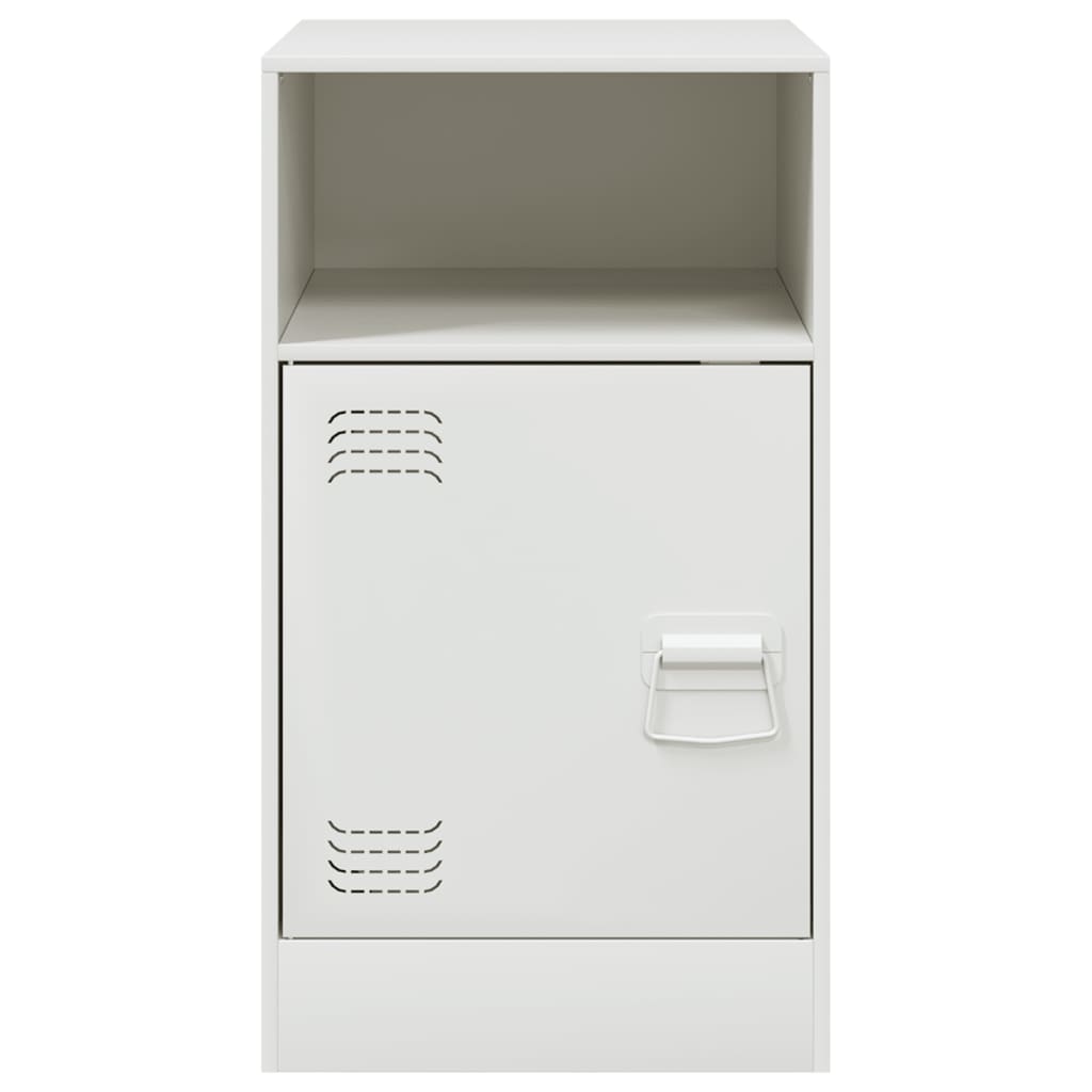White Steel Bedside Cabinets - Set of 2, 34.5x39x62 cm
