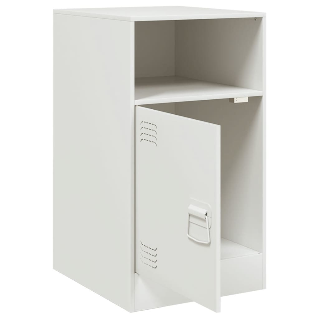 White Steel Bedside Cabinets - Set of 2, 34.5x39x62 cm