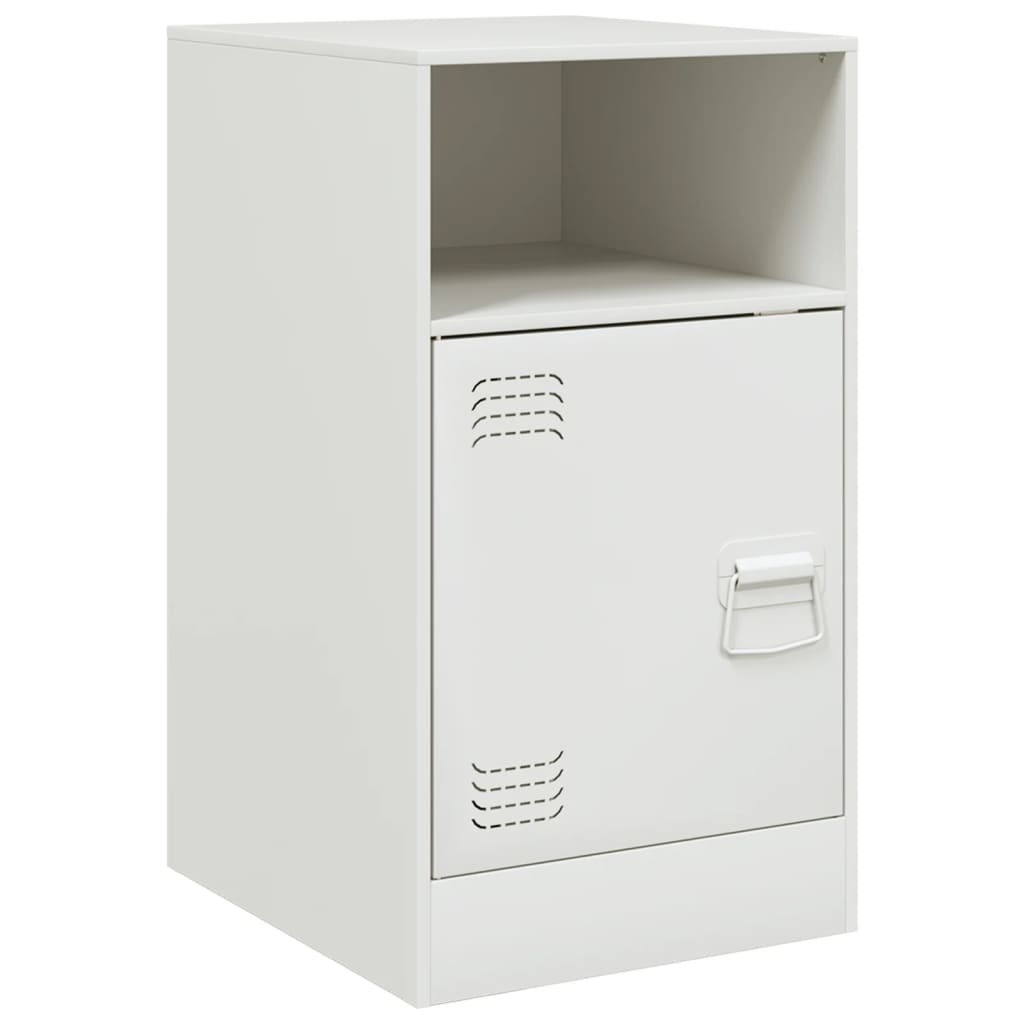 White Steel Bedside Cabinets - Set of 2, 34.5x39x62 cm