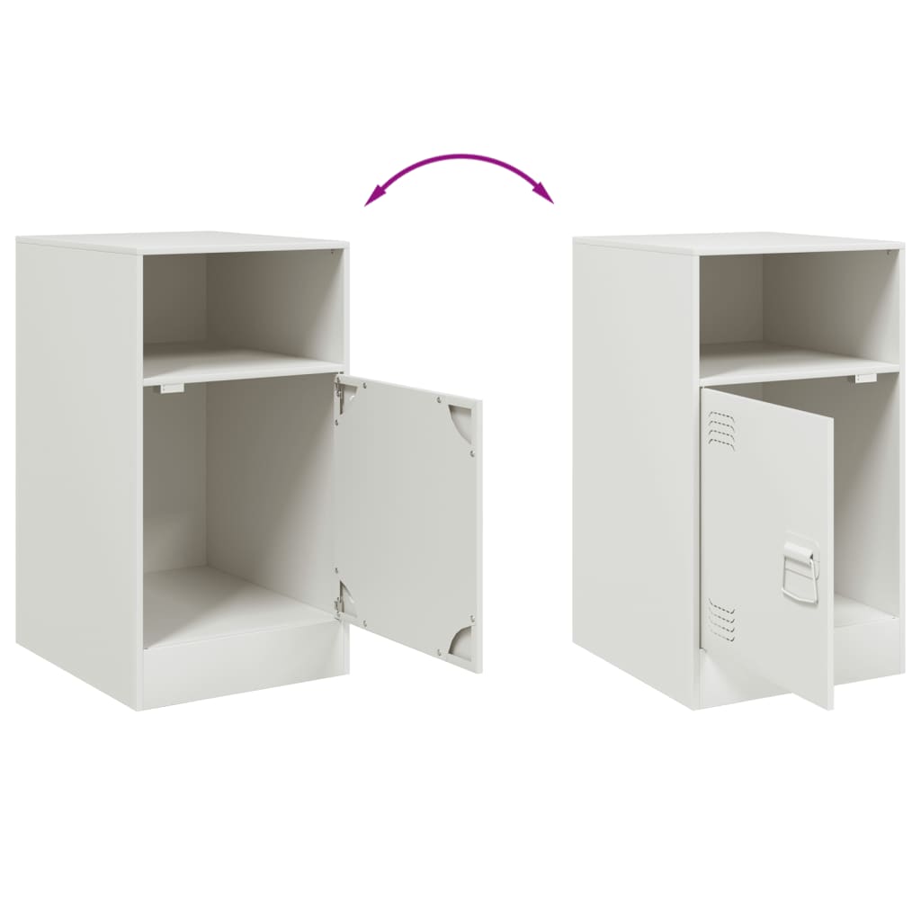 White Steel Bedside Cabinets - Set of 2, 34.5x39x62 cm