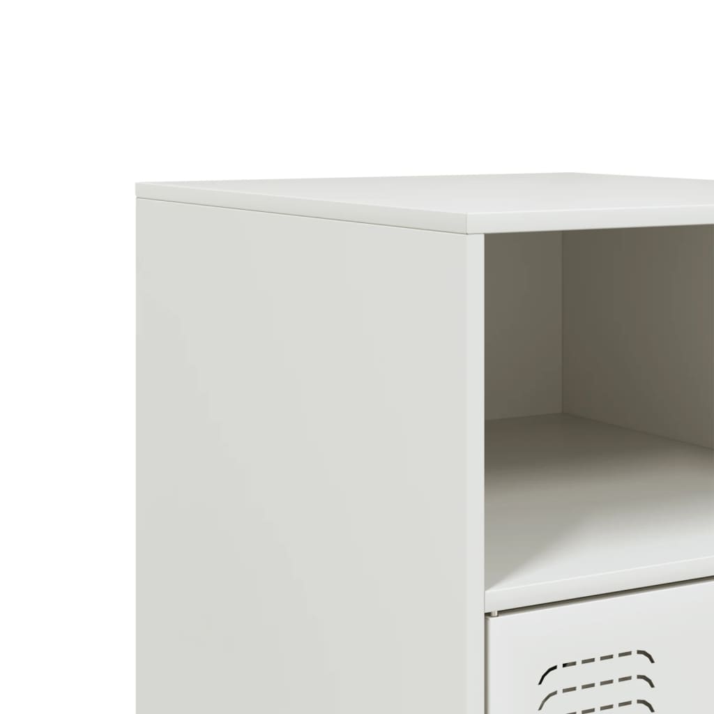White Steel Bedside Cabinets - Set of 2, 34.5x39x62 cm
