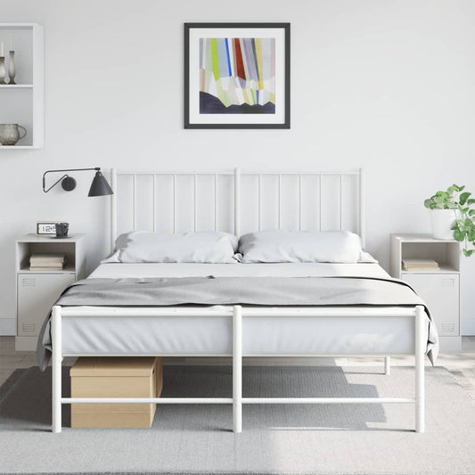White Steel Bedside Cabinets - Set of 2, 34.5x39x62 cm