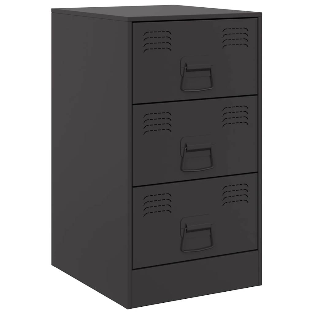 Sleek Black Steel Bedside Cabinet - 34.5x39x62 cm