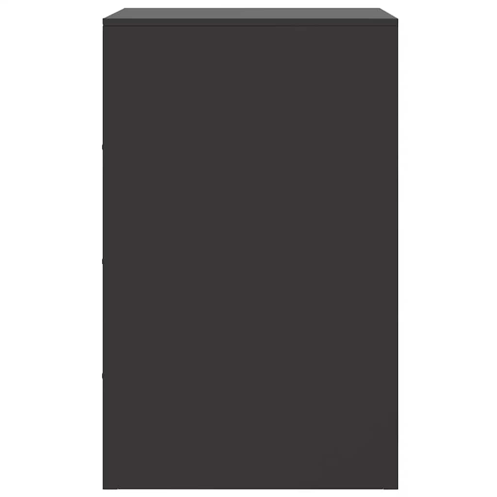 Sleek Black Steel Bedside Cabinet - 34.5x39x62 cm