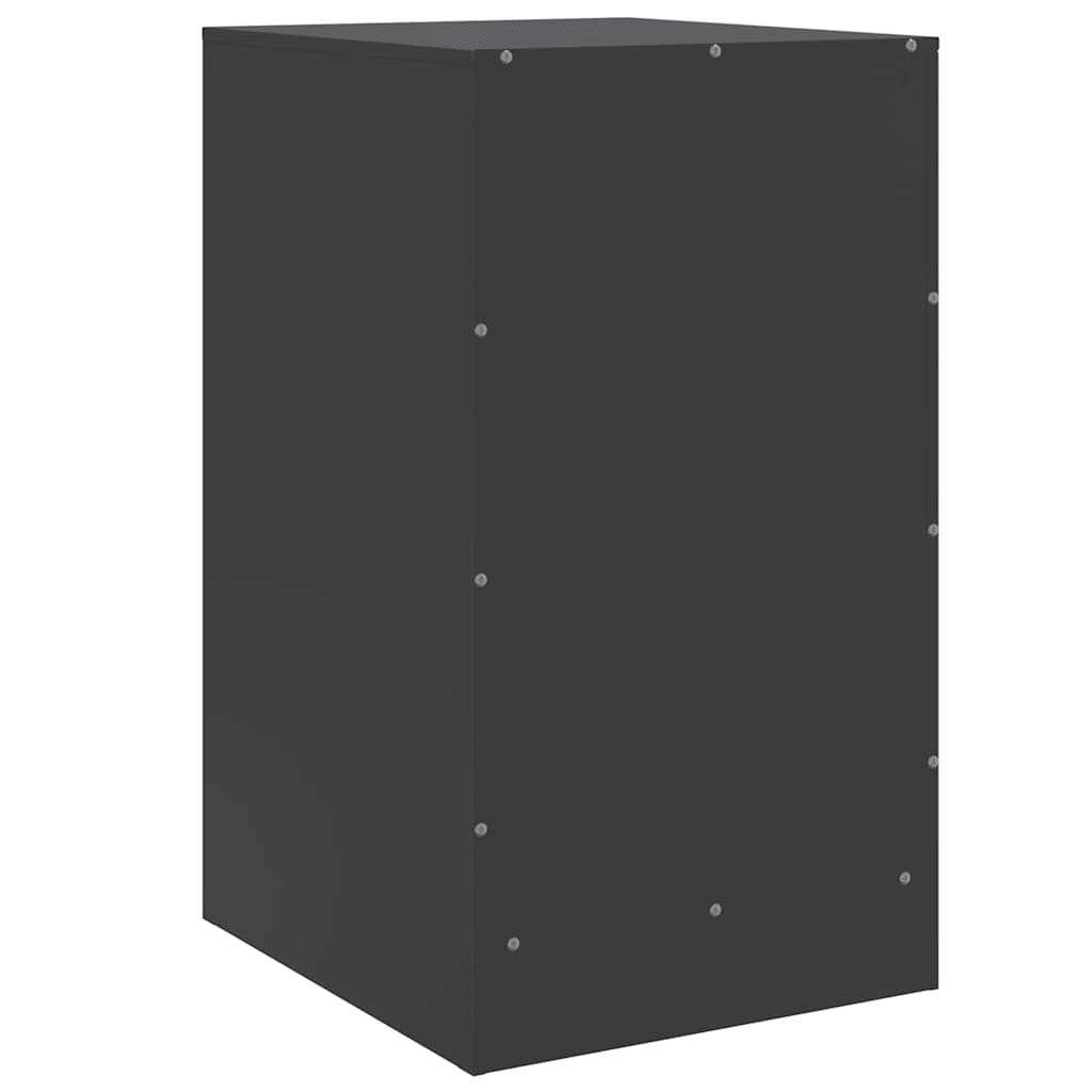 Sleek Black Steel Bedside Cabinet - 34.5x39x62 cm
