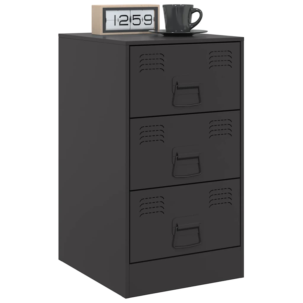 Set of 2 Black Steel Bedside Cabinets - 34.5x39x62 cm