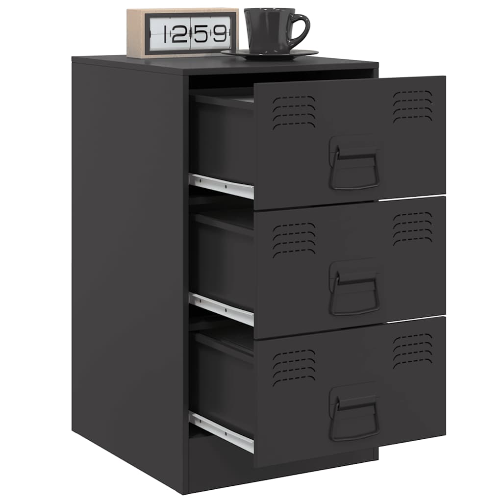Set of 2 Black Steel Bedside Cabinets - 34.5x39x62 cm