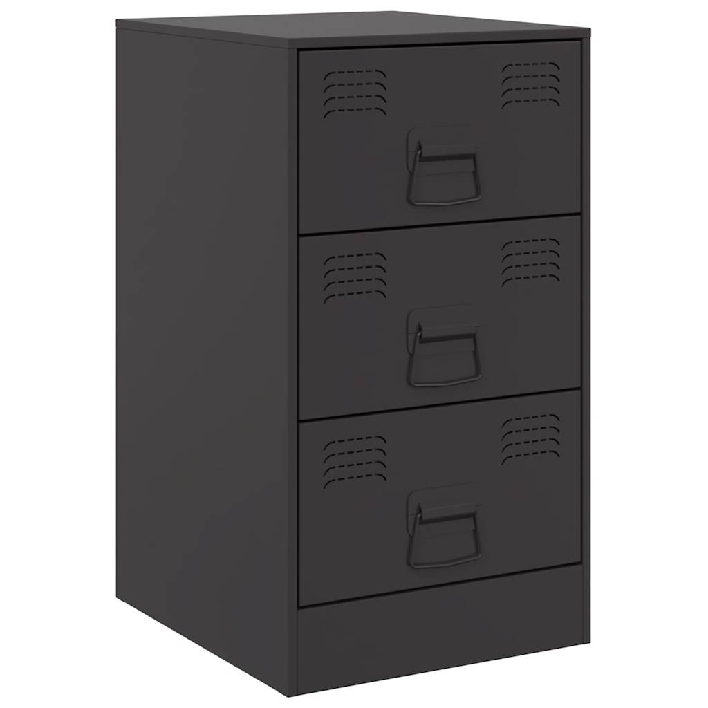 Set of 2 Black Steel Bedside Cabinets - 34.5x39x62 cm